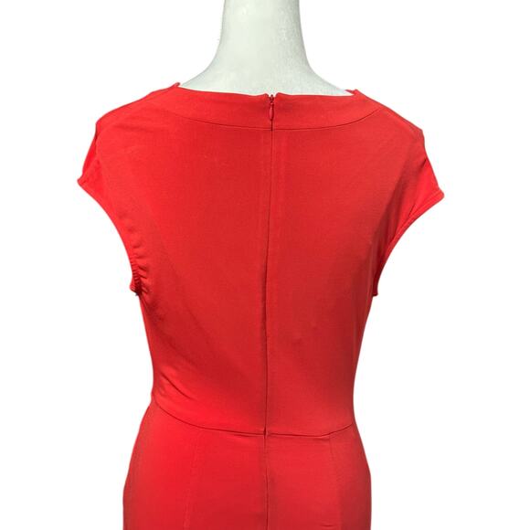 London Times Sheath Dress Stretchable Polyester Cowl Neck Side Twist Red 2 NWOT - Picture 6 of 9